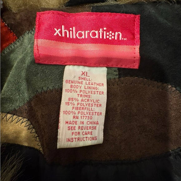 Vintage Leather Fur Colorblock Xhilaration Jacket size XL *Runs Small - Picture 2 of 15